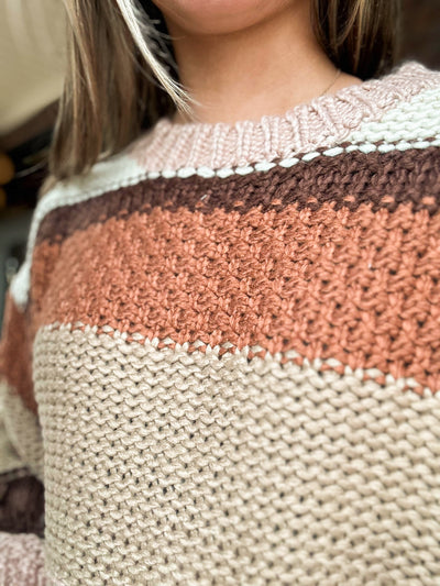 I'm Falling Striped Crochet Sweater-130 - TOPS - SWEATERS/SWEATSHIRTS-LE LIS-[option4]-[option5]-[option6]-Leather & Lace Boutique Shop