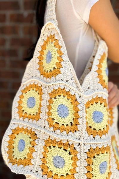 Vintage Hand Knitted Crochet Tote-190 - ACCESSORIES - BAGS/BELTS-ELLISON+YOUNG-[option4]-[option5]-[option6]-Leather & Lace Boutique Shop