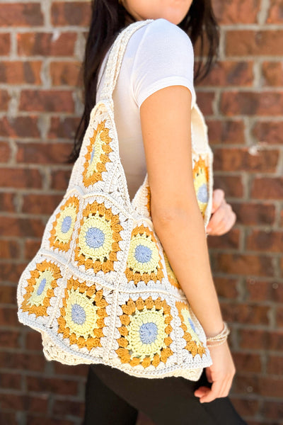 Vintage Hand Knitted Crochet Tote-190 - ACCESSORIES - BAGS/BELTS-ELLISON+YOUNG-[option4]-[option5]-[option6]-Leather & Lace Boutique Shop