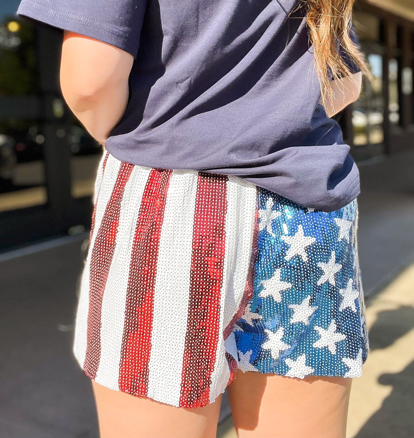 American Flag Sequin Shorts-160 - BOTTOMS - OTHER-WHY DRESS-[option4]-[option5]-[option6]-Leather & Lace Boutique Shop