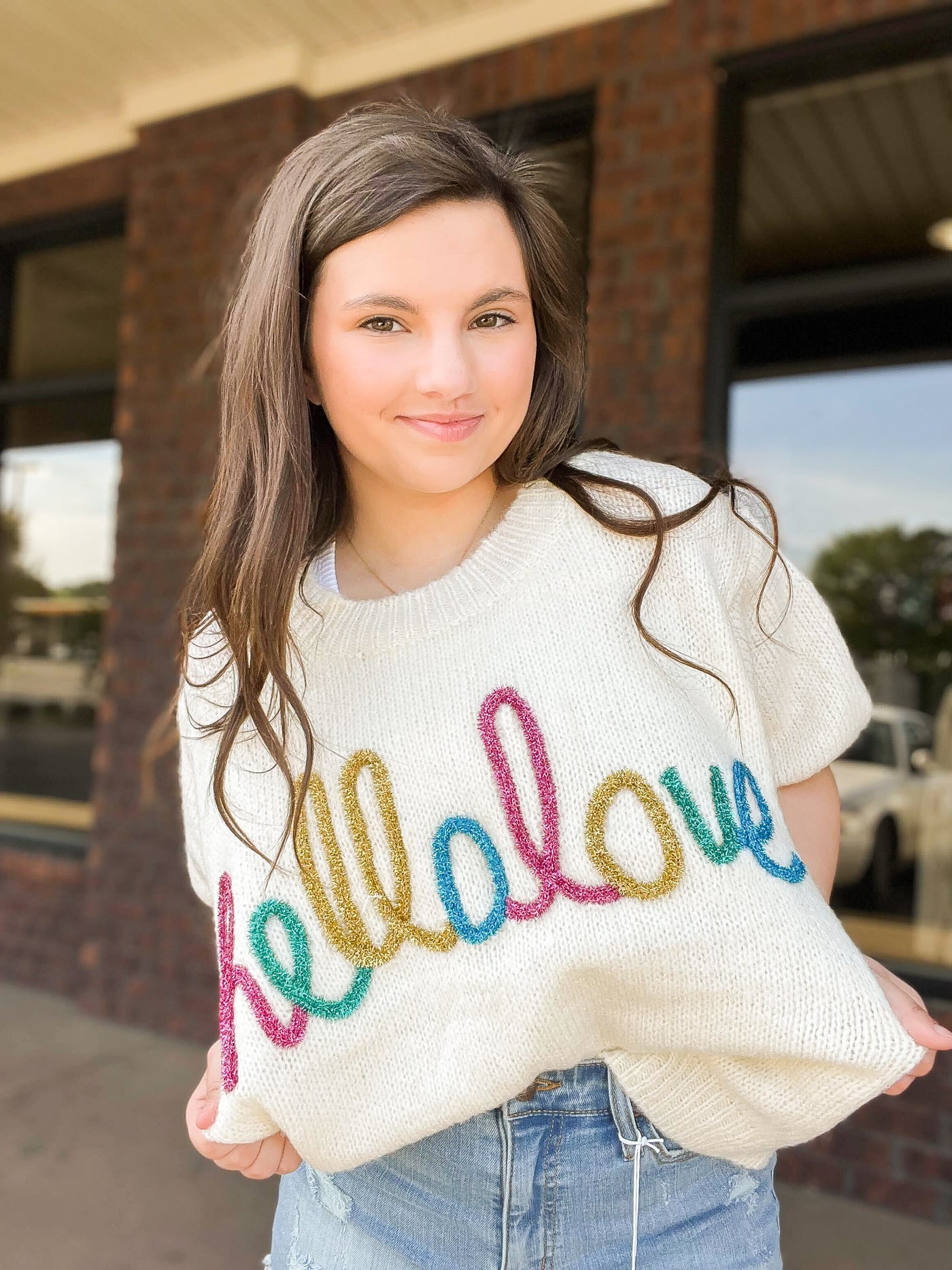 Hello Love Metallic Puff Sleeve Sweater-130 - TOPS - SWEATERS/SWEATSHIRTS-BIBI-[option4]-[option5]-[option6]-Leather & Lace Boutique Shop