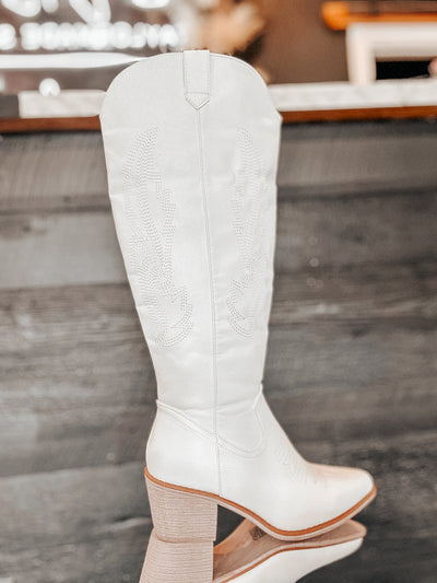 Nashville Night Out White Cowgirl Boots-180 - SHOES-KKE ORIGINALS-[option4]-[option5]-[option6]-Leather & Lace Boutique Shop