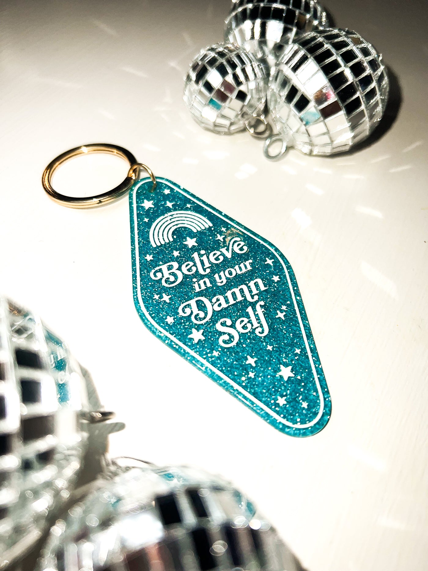 Positive Affirmation Glitter Motel Keychains-190 - ACCESSORIES - GIFT-WILDFLOWER + CO.-[option4]-[option5]-[option6]-Leather & Lace Boutique Shop