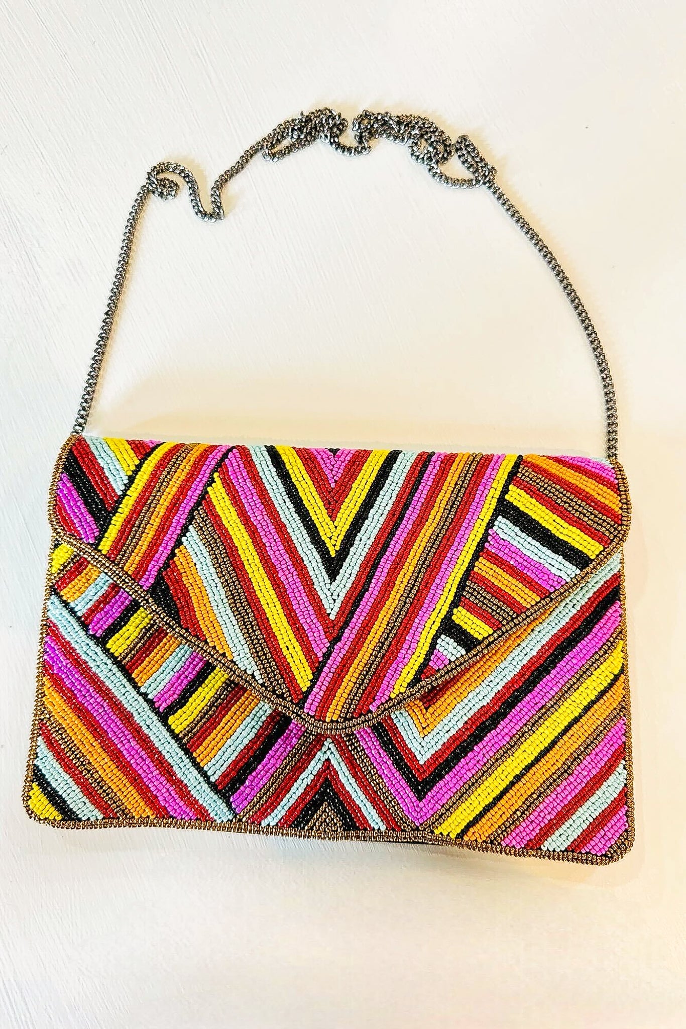 Boho Beaded Envelope Bag-190 - ACCESSORIES - BAGS/BELTS-LEATHER & LACE-[option4]-[option5]-[option6]-Leather & Lace Boutique Shop