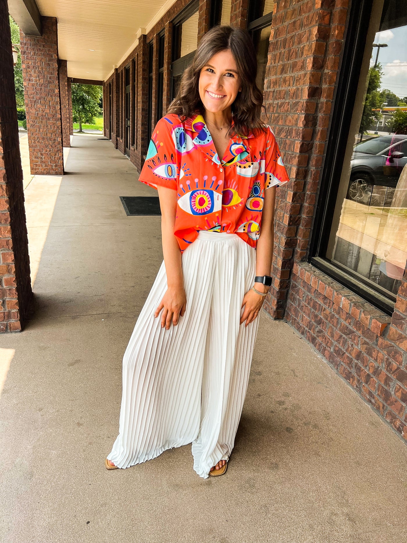 Eyes Wide Open Cropped Button Up-100 - TOPS - SHORT SLEEVE/SLEEVELESS-PASTEL DESIGN-[option4]-[option5]-[option6]-Leather & Lace Boutique Shop