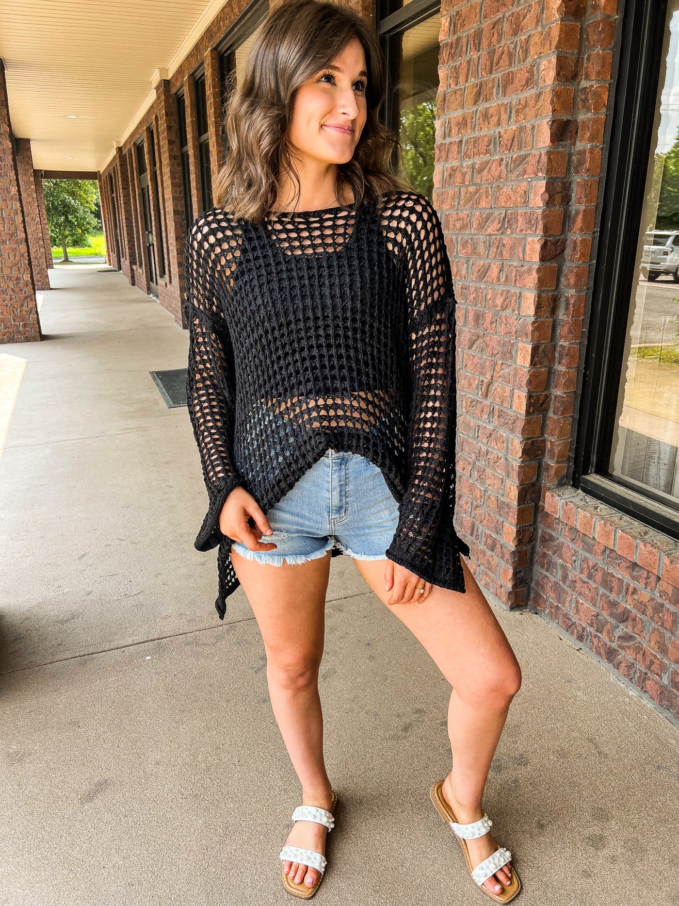 Crochet Summer Pullover Sweater-140 - TOPS - LAYERS/OUTERWEAR-POL-[option4]-[option5]-[option6]-Leather & Lace Boutique Shop