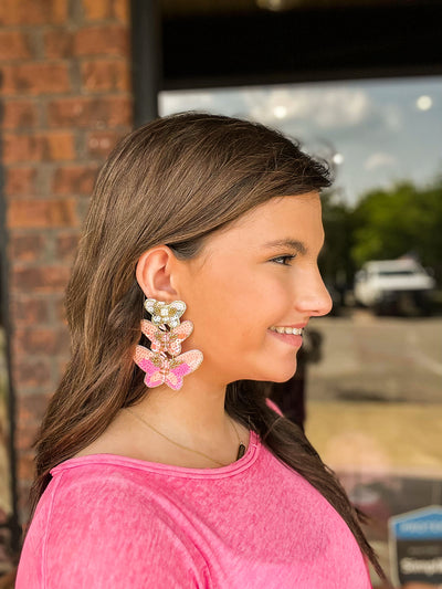 Triple Butterfly Beaded Drops-190 - ACCESSORIES - JEWELRY-LEATHER & LACE-[option4]-[option5]-[option6]-Leather & Lace Boutique Shop