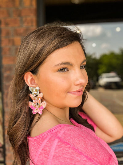 Triple Butterfly Beaded Drops-190 - ACCESSORIES - JEWELRY-LEATHER & LACE-[option4]-[option5]-[option6]-Leather & Lace Boutique Shop