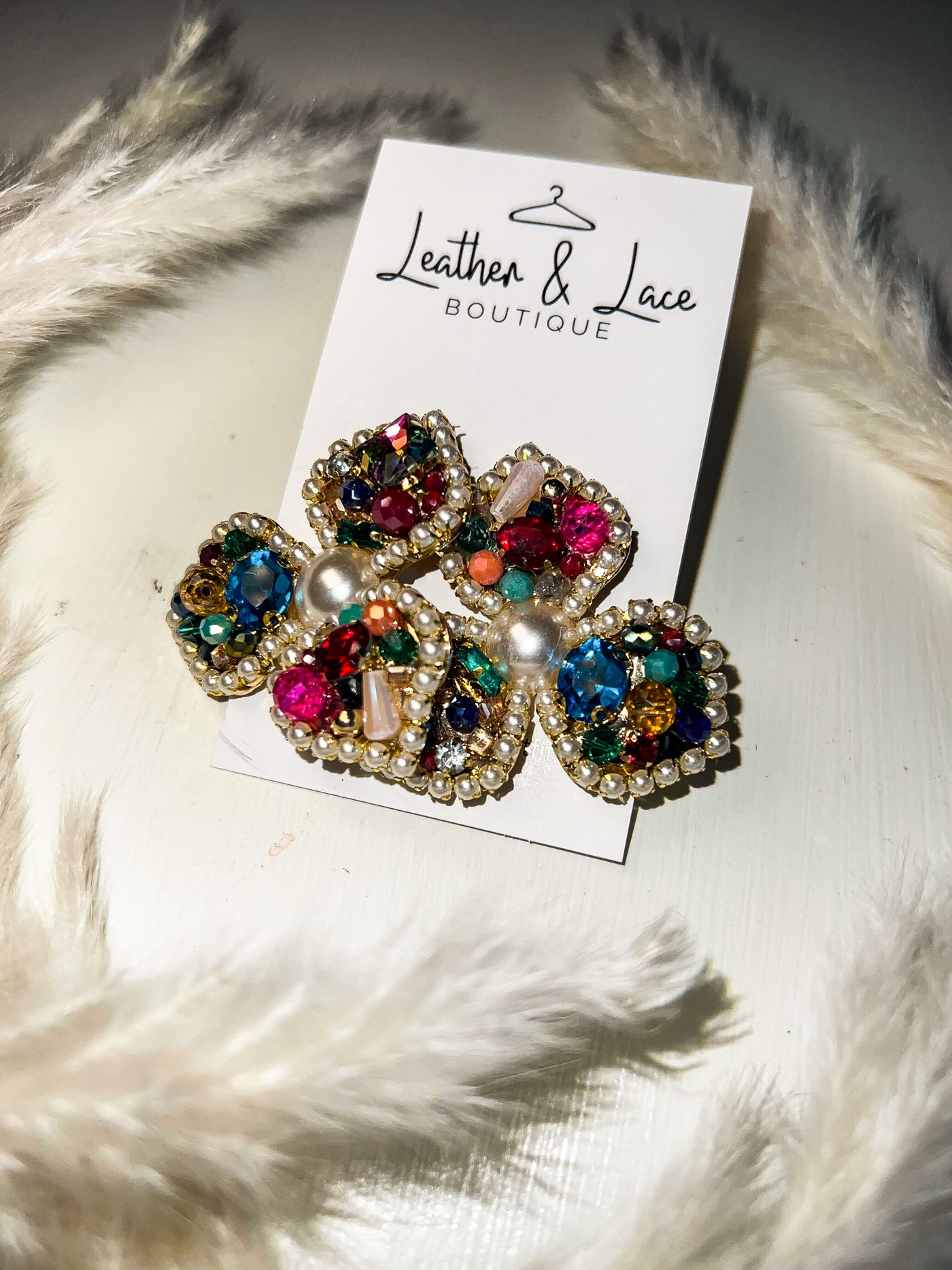 Lucky Me Bejeweled Flowers-190 - ACCESSORIES - JEWELRY-LEATHER & LACE-[option4]-[option5]-[option6]-Leather & Lace Boutique Shop
