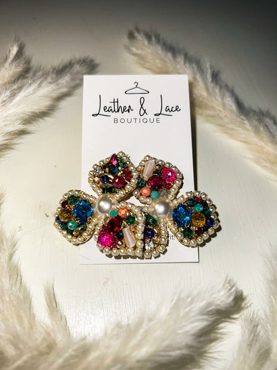 Lucky Me Bejeweled Flowers-190 - ACCESSORIES - JEWELRY-LEATHER & LACE-[option4]-[option5]-[option6]-Leather & Lace Boutique Shop