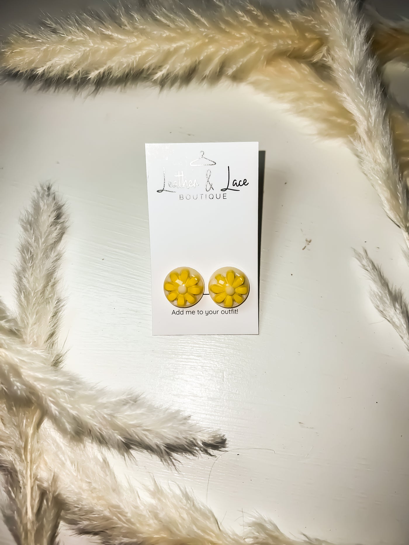 Encapsulated Daisy Studs-190 - ACCESSORIES - JEWELRY-LEATHER & LACE-[option4]-[option5]-[option6]-Leather & Lace Boutique Shop