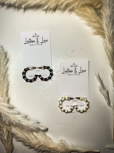 Bejeweled Mini Hoops-190 - ACCESSORIES - JEWELRY-LEATHER & LACE-[option4]-[option5]-[option6]-Leather & Lace Boutique Shop