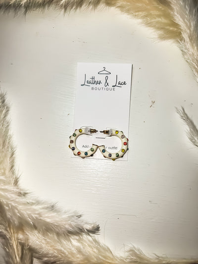 Bejeweled Mini Hoops-190 - ACCESSORIES - JEWELRY-LEATHER & LACE-[option4]-[option5]-[option6]-Leather & Lace Boutique Shop