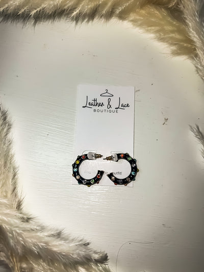 Bejeweled Mini Hoops-190 - ACCESSORIES - JEWELRY-LEATHER & LACE-[option4]-[option5]-[option6]-Leather & Lace Boutique Shop
