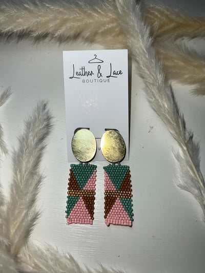 Geometric Beaded Drops-190 - ACCESSORIES - JEWELRY-LEATHER & LACE-[option4]-[option5]-[option6]-Leather & Lace Boutique Shop