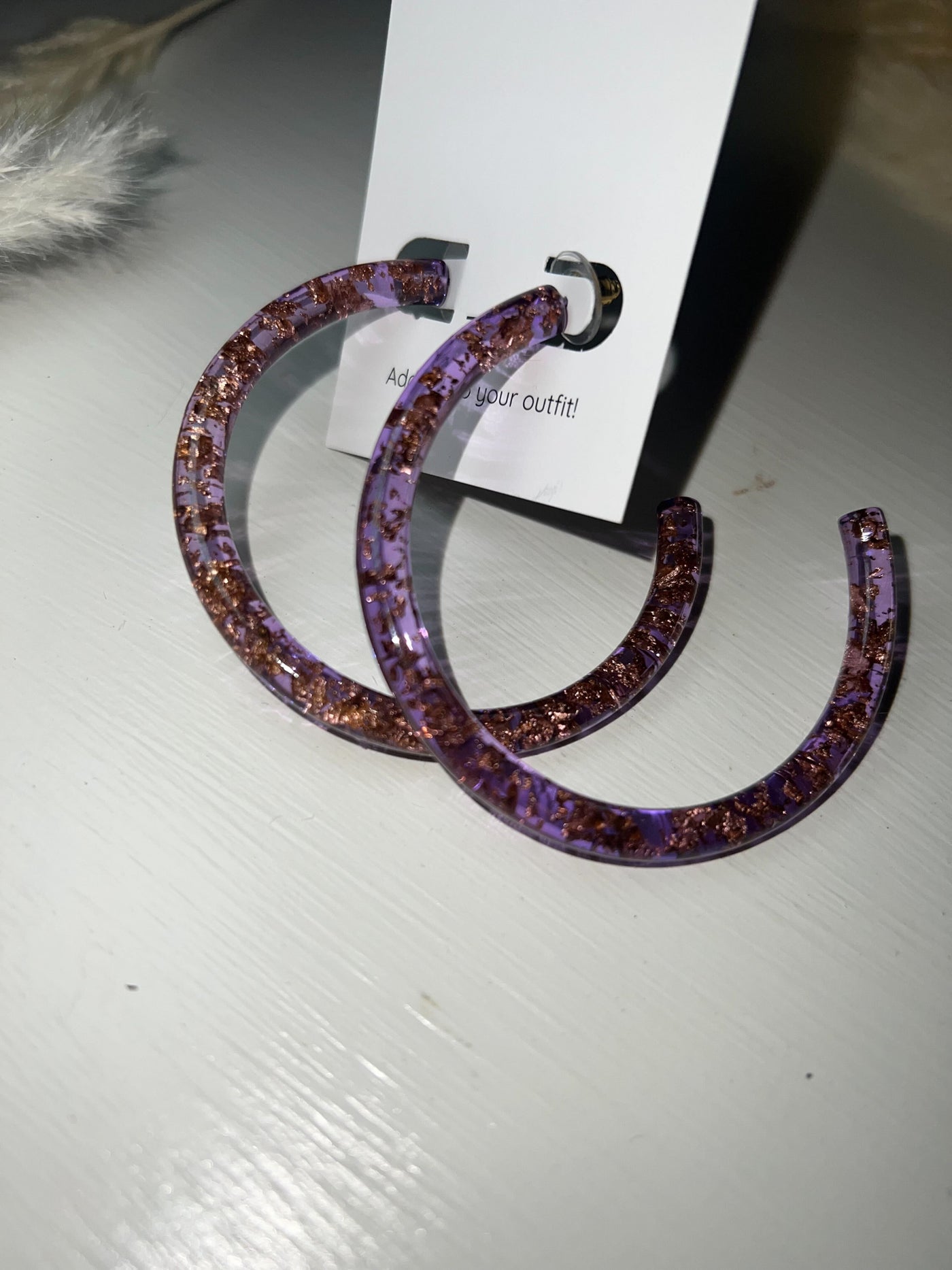 Lavender & Gold Acrylic Hoops-190 - ACCESSORIES - JEWELRY-LEATHER & LACE-[option4]-[option5]-[option6]-Leather & Lace Boutique Shop