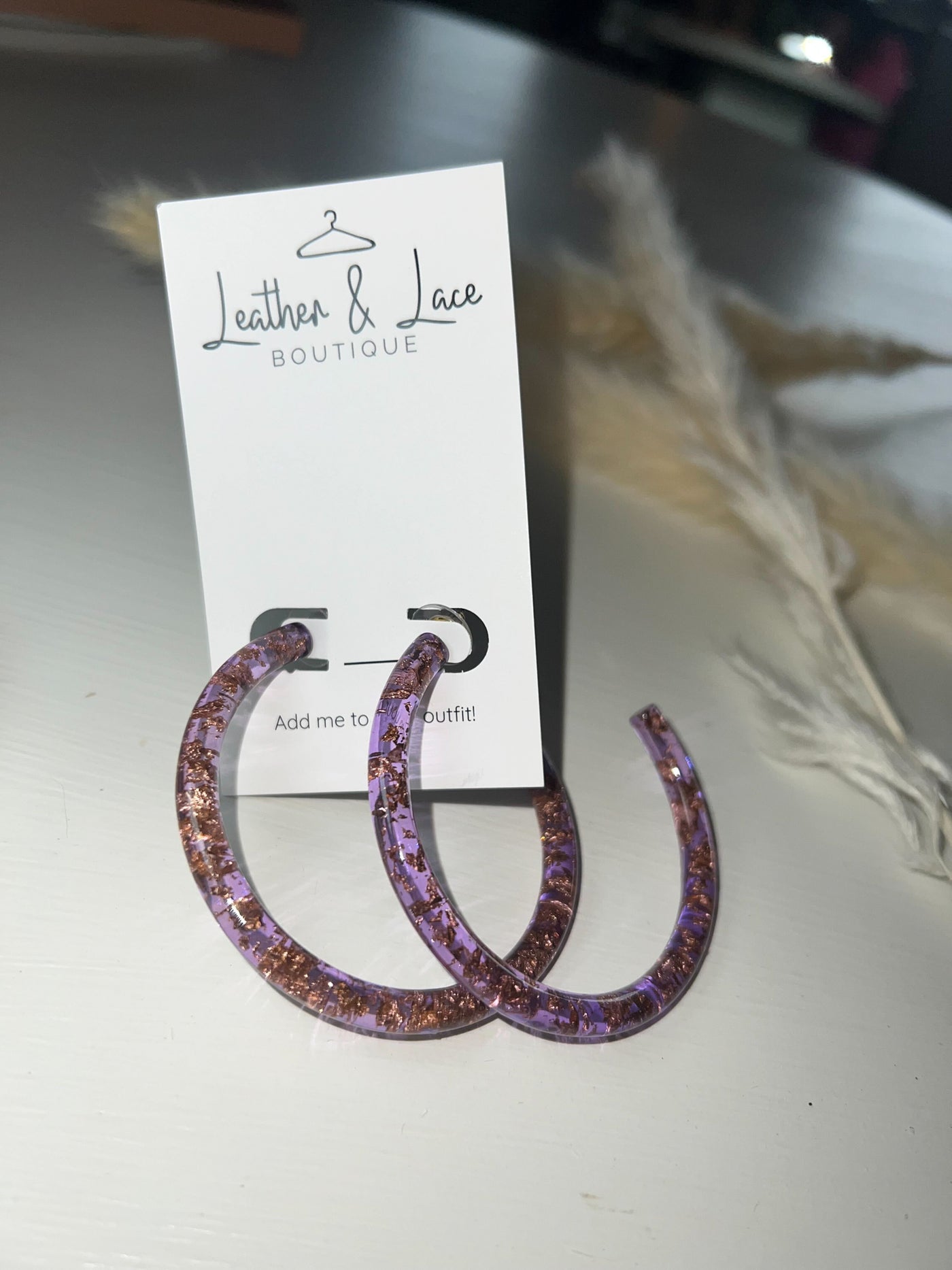 Lavender & Gold Acrylic Hoops-190 - ACCESSORIES - JEWELRY-LEATHER & LACE-[option4]-[option5]-[option6]-Leather & Lace Boutique Shop