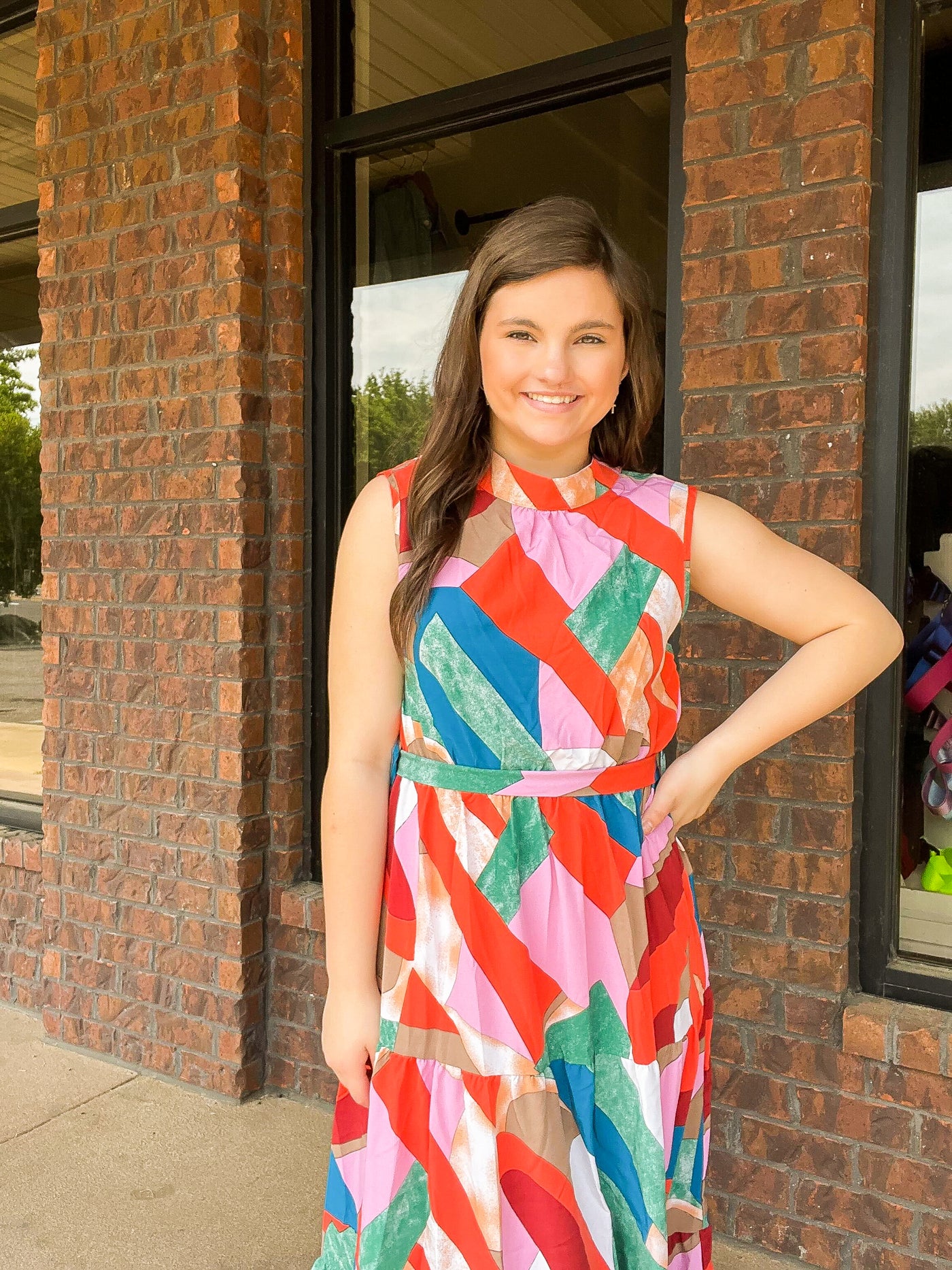 Erin High Neck Watercolor Midi Dress-170 - DRESSES / ROMPERS / SETS-LEATHER & LACE-[option4]-[option5]-[option6]-Leather & Lace Boutique Shop