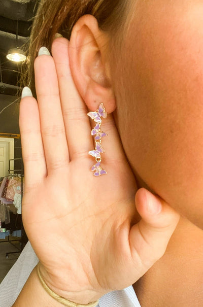 Lavender Butterfly Cascade Drops-190 - ACCESSORIES - JEWELRY-LEATHER & LACE-[option4]-[option5]-[option6]-Leather & Lace Boutique Shop