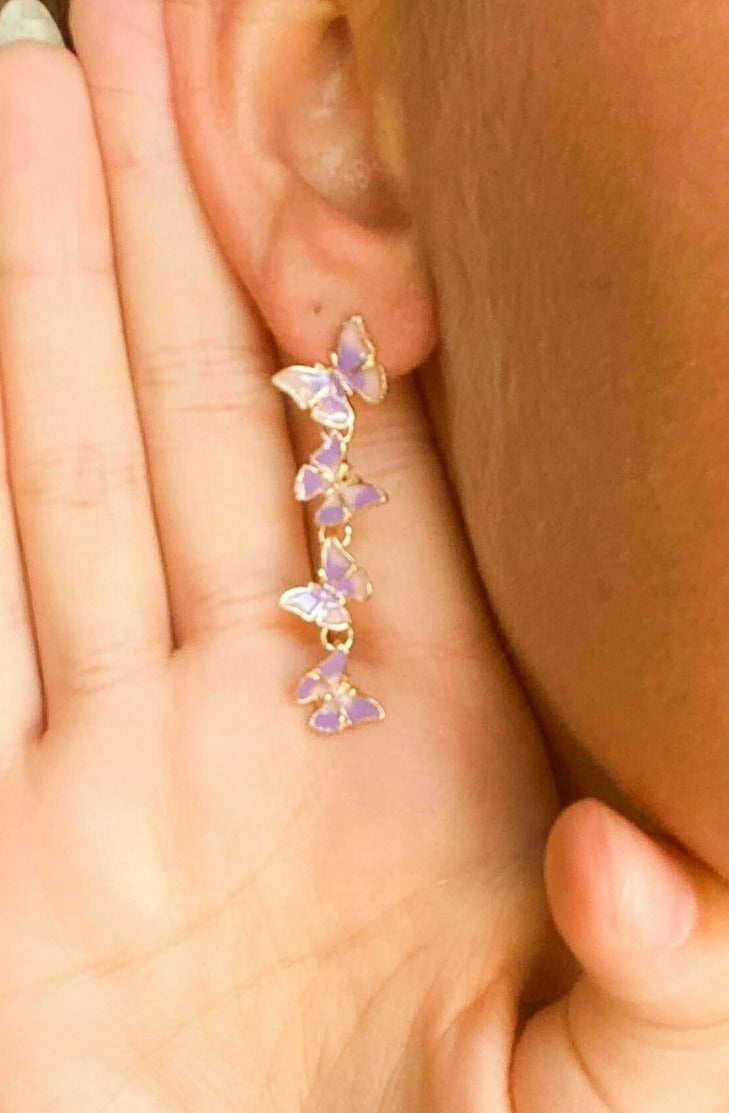Lavender Butterfly Cascade Drops-190 - ACCESSORIES - JEWELRY-LEATHER & LACE-[option4]-[option5]-[option6]-Leather & Lace Boutique Shop
