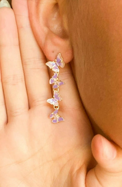 Lavender Butterfly Cascade Drops-190 - ACCESSORIES - JEWELRY-LEATHER & LACE-[option4]-[option5]-[option6]-Leather & Lace Boutique Shop