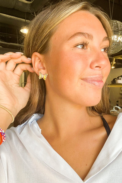 Crystal Iridescent Butterfly Studs-190 - ACCESSORIES - JEWELRY-LEATHER & LACE-[option4]-[option5]-[option6]-Leather & Lace Boutique Shop