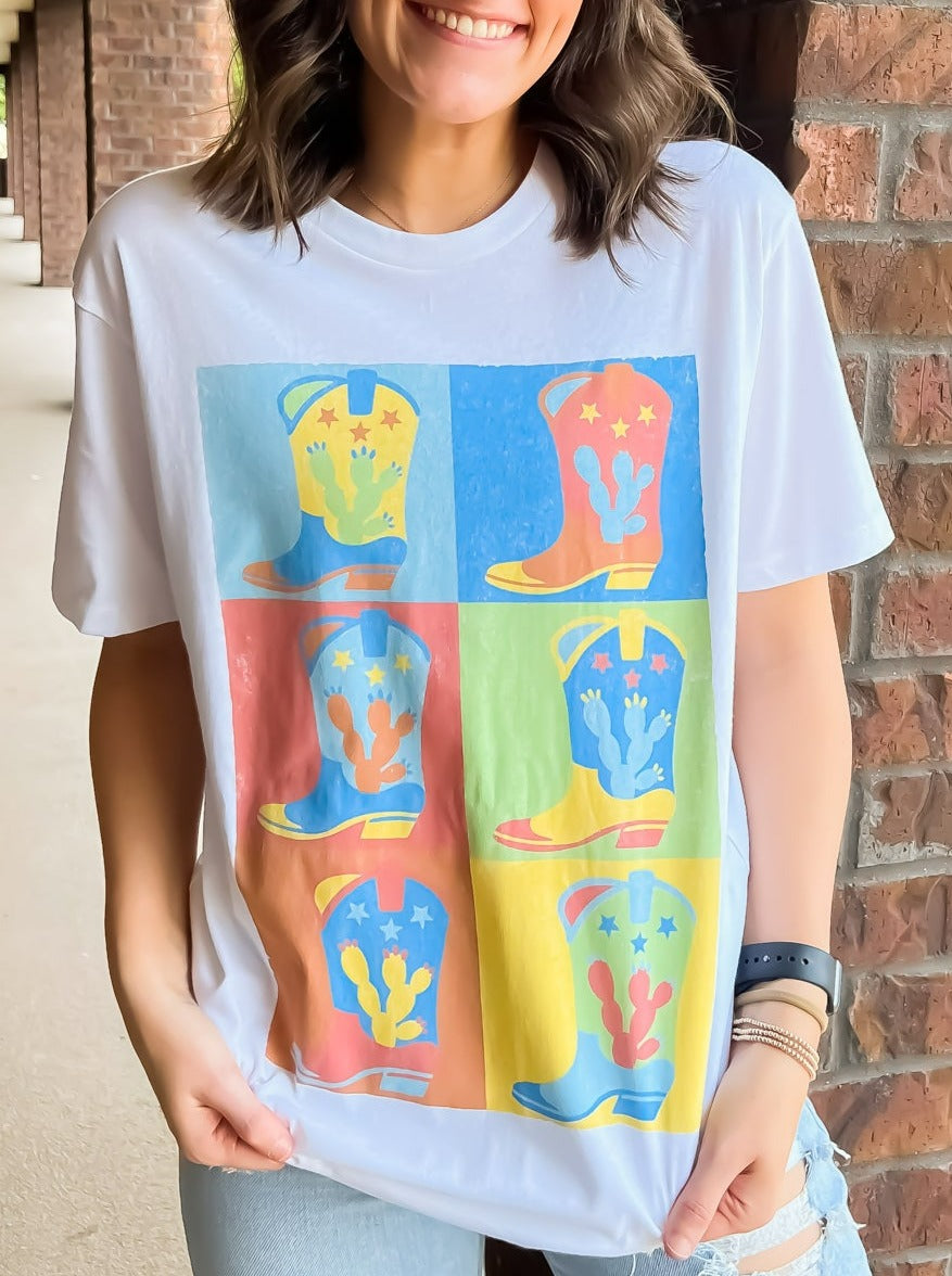 Retro Boots Graphic Tee-120 - TOPS - GRAPHIC TEES-LOTUS FASHION COLLECTION-[option4]-[option5]-[option6]-Leather & Lace Boutique Shop