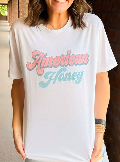 American Honey Graphic Tee-120 - TOPS - GRAPHIC TEES-LOTUS FASHION COLLECTION-[option4]-[option5]-[option6]-Leather & Lace Boutique Shop