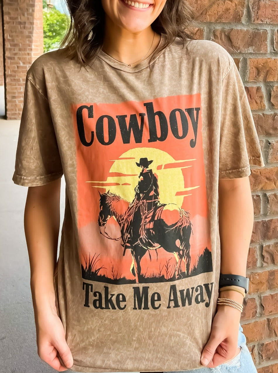 Cowboy Take Me Away-120 - TOPS - GRAPHIC TEES-LOTUS FASHION COLLECTION-[option4]-[option5]-[option6]-Leather & Lace Boutique Shop