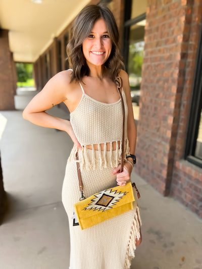 Aztec Canvas Clutch Crossbody-190 - ACCESSORIES - BAGS/BELTS-LEATHER & LACE-[option4]-[option5]-[option6]-Leather & Lace Boutique Shop