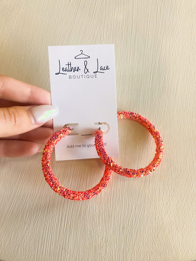 Summer Brights Glitter Hoops-190 - ACCESSORIES - JEWELRY-LEATHER & LACE-[option4]-[option5]-[option6]-Leather & Lace Boutique Shop
