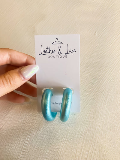Textured Brushed Mini Hoops-190 - ACCESSORIES - JEWELRY-LEATHER & LACE-Blue-[option4]-[option5]-[option6]-Leather & Lace Boutique Shop