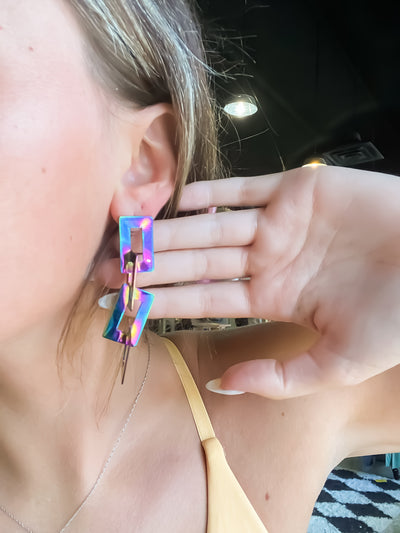 Oil Slick Geometric Drops-190 - ACCESSORIES - JEWELRY-LEATHER & LACE-[option4]-[option5]-[option6]-Leather & Lace Boutique Shop