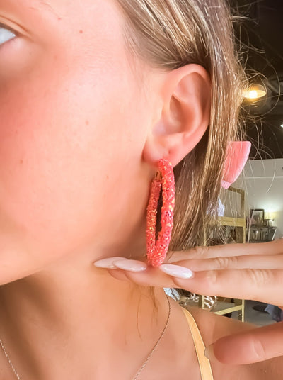 Summer Brights Glitter Hoops-190 - ACCESSORIES - JEWELRY-LEATHER & LACE-[option4]-[option5]-[option6]-Leather & Lace Boutique Shop