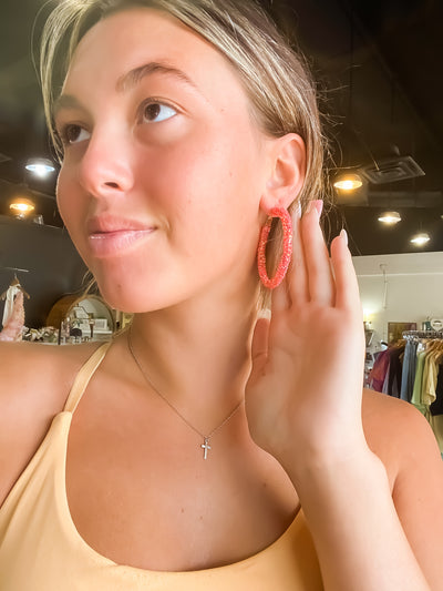 Summer Brights Glitter Hoops-190 - ACCESSORIES - JEWELRY-LEATHER & LACE-[option4]-[option5]-[option6]-Leather & Lace Boutique Shop
