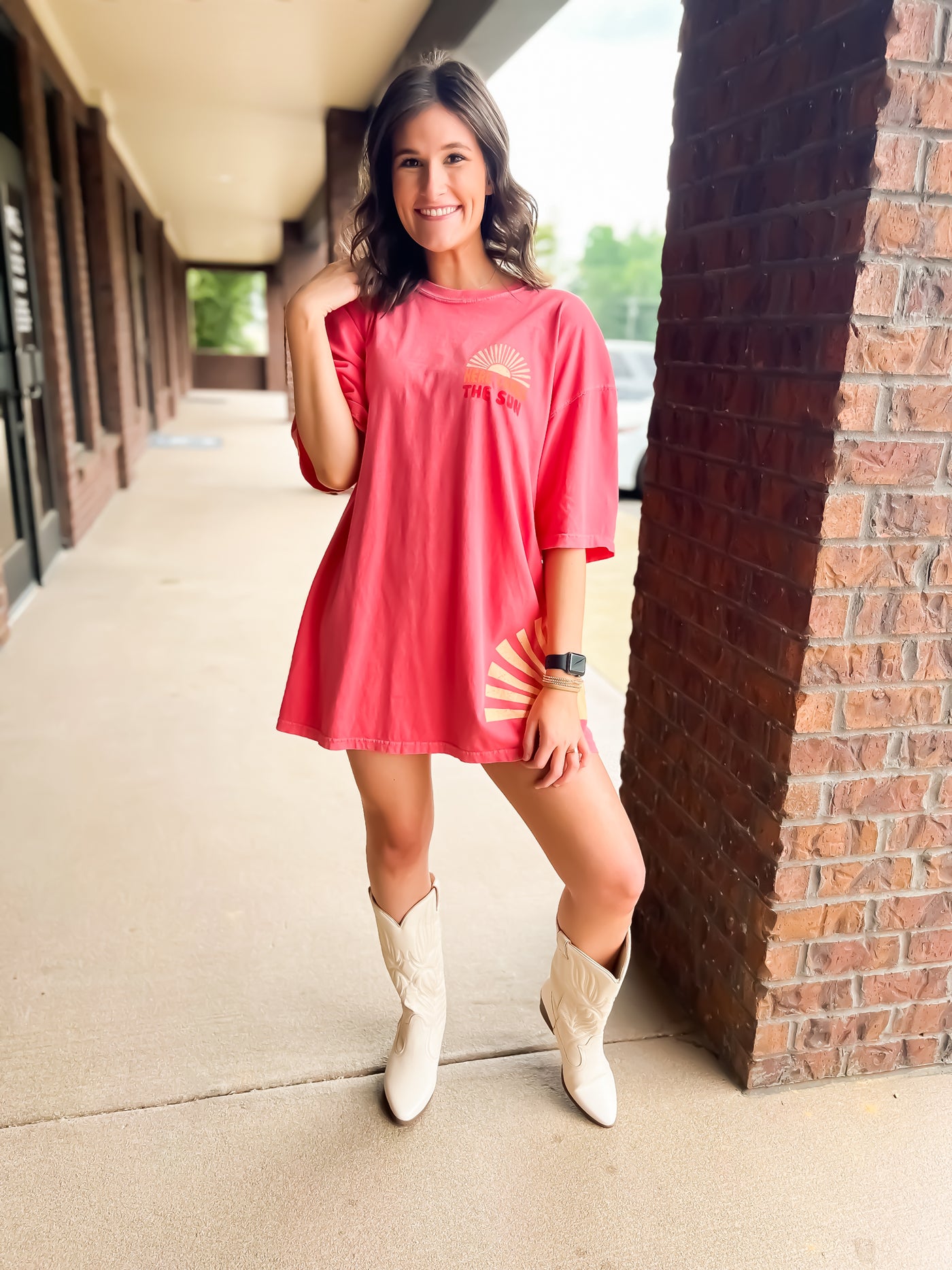 Here Comes The Sun Oversized Graphic Tee-120 - TOPS - GRAPHIC TEES-ILLUSTRATED SOCIETY-[option4]-[option5]-[option6]-Leather & Lace Boutique Shop