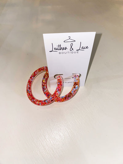Summer Brights Glitter Hoops-190 - ACCESSORIES - JEWELRY-LEATHER & LACE-[option4]-[option5]-[option6]-Leather & Lace Boutique Shop