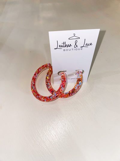 Summer Brights Glitter Hoops-190 - ACCESSORIES - JEWELRY-LEATHER & LACE-[option4]-[option5]-[option6]-Leather & Lace Boutique Shop