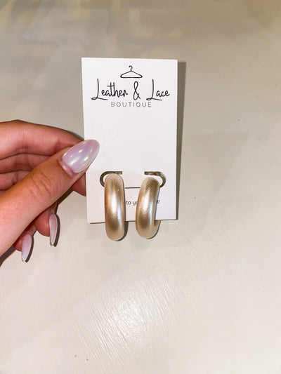 Textured Brushed Mini Hoops-190 - ACCESSORIES - JEWELRY-LEATHER & LACE-Champagne-[option4]-[option5]-[option6]-Leather & Lace Boutique Shop
