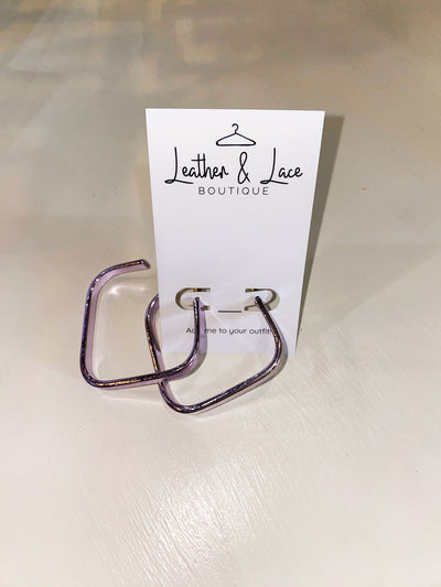 Bright Textured Rectangle Hoops-190 - ACCESSORIES - JEWELRY-LEATHER & LACE-Lavender-[option4]-[option5]-[option6]-Leather & Lace Boutique Shop