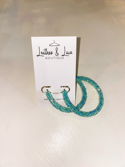 Summer Brights Glitter Hoops-190 - ACCESSORIES - JEWELRY-LEATHER & LACE-[option4]-[option5]-[option6]-Leather & Lace Boutique Shop