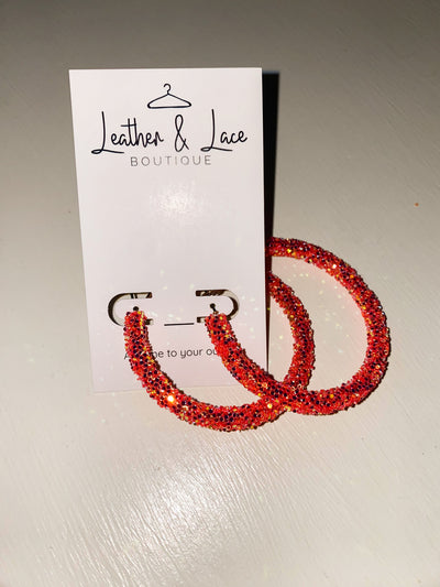 Summer Brights Glitter Hoops-190 - ACCESSORIES - JEWELRY-LEATHER & LACE-[option4]-[option5]-[option6]-Leather & Lace Boutique Shop
