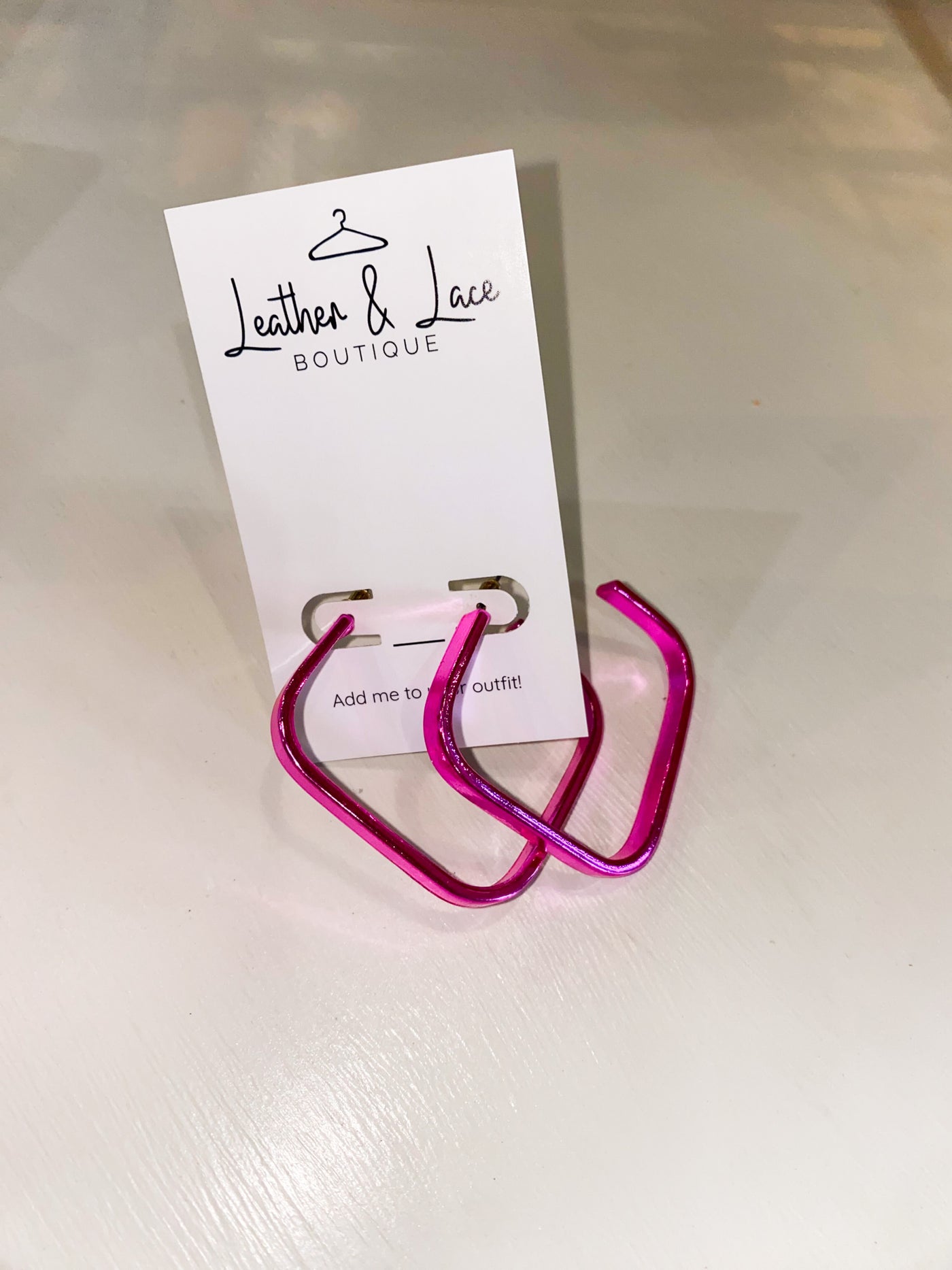 Bright Textured Rectangle Hoops-190 - ACCESSORIES - JEWELRY-LEATHER & LACE-Fuchsia-[option4]-[option5]-[option6]-Leather & Lace Boutique Shop