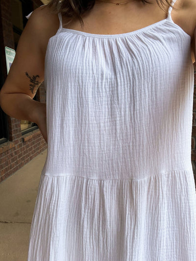 White Linen Midi Dress-170 - DRESSES / ROMPERS / SETS-LEATHER & LACE-[option4]-[option5]-[option6]-Leather & Lace Boutique Shop