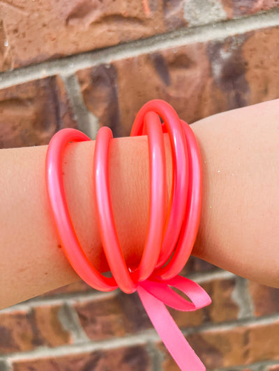 Metallic Jelly Bracelets Set-190 - ACCESSORIES - JEWELRY-Leather & Lace - Tuscaloosa/Birmingham-Neon Pink-[option4]-[option5]-[option6]-Leather & Lace Boutique Shop