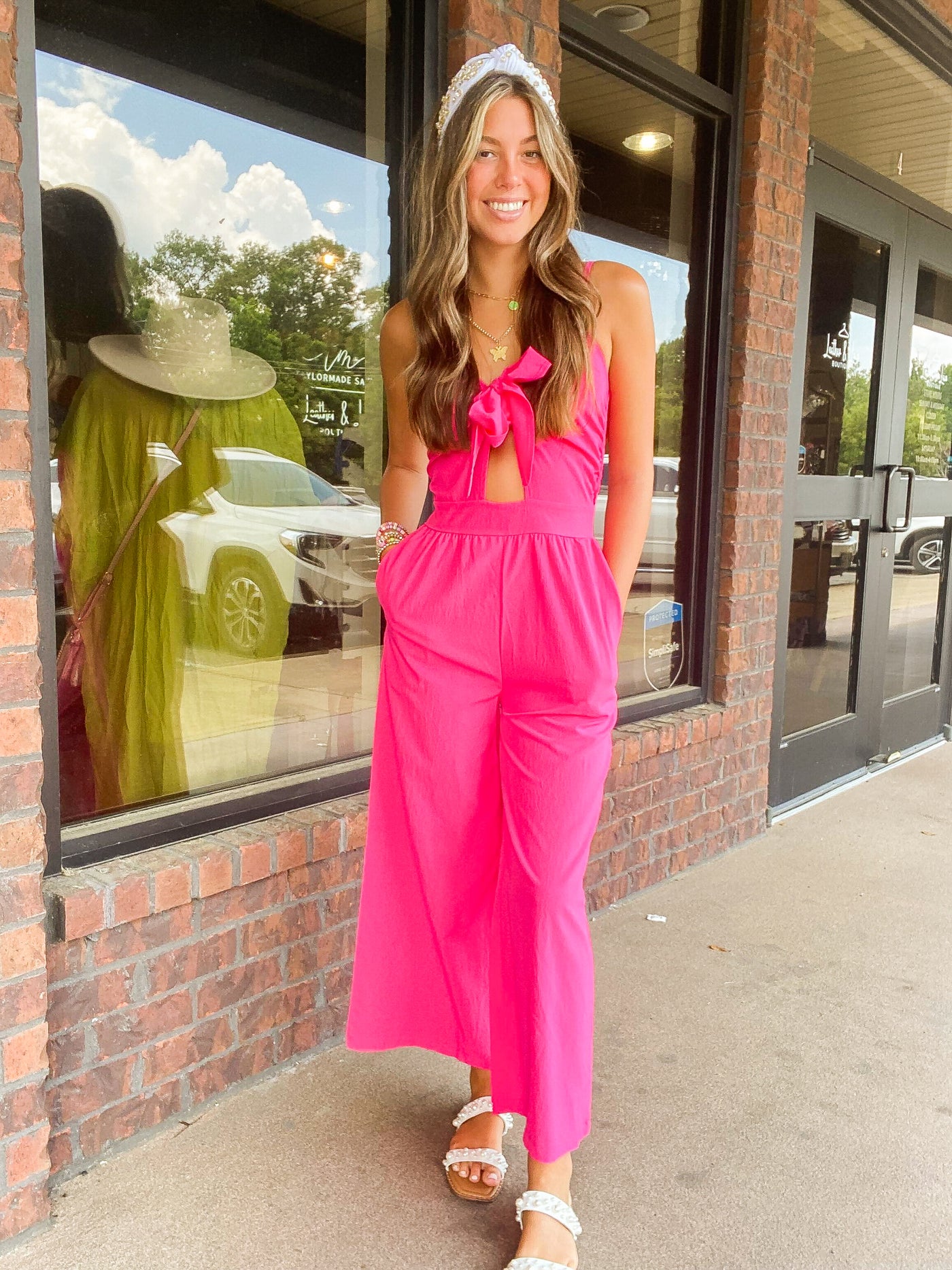 Olivia Tie Front Jumpsuit-170 - DRESSES / ROMPERS / SETS-LEATHER & LACE-[option4]-[option5]-[option6]-Leather & Lace Boutique Shop