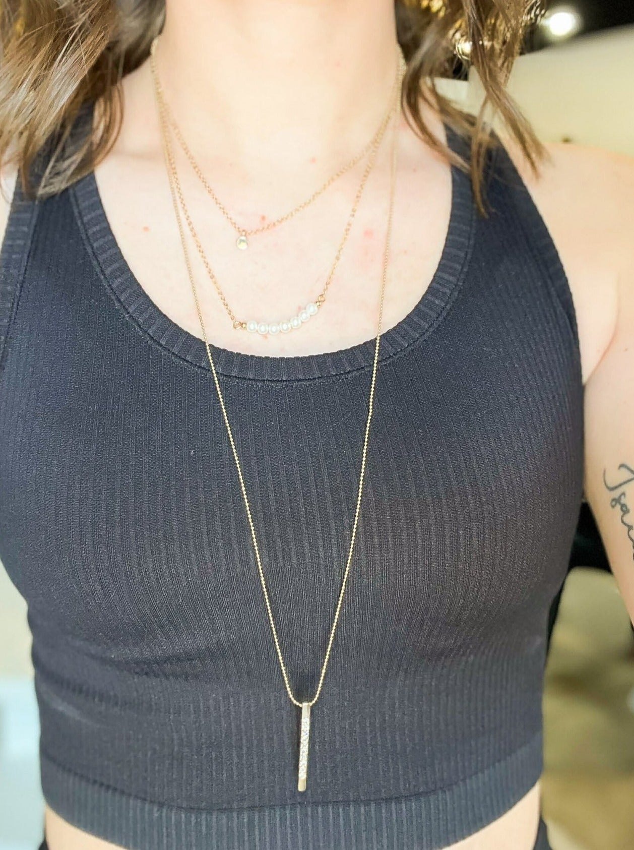 Diamonds & Pearls Layered Necklace-190 - ACCESSORIES - JEWELRY-LEATHER & LACE-[option4]-[option5]-[option6]-Leather & Lace Boutique Shop