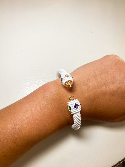Charm Cable Bracelet-190 - ACCESSORIES - JEWELRY-LEATHER AND LACE-White/Orange-[option4]-[option5]-[option6]-Leather & Lace Boutique Shop