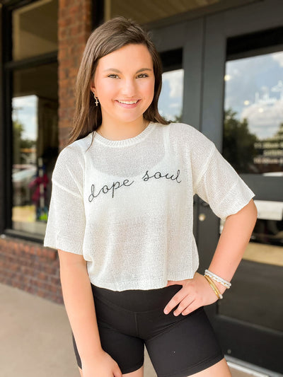 Dope Soul Embroidered Cropped Sweater-100 - TOPS - SHORT SLEEVE/SLEEVELESS-WLM-[option4]-[option5]-[option6]-Leather & Lace Boutique Shop