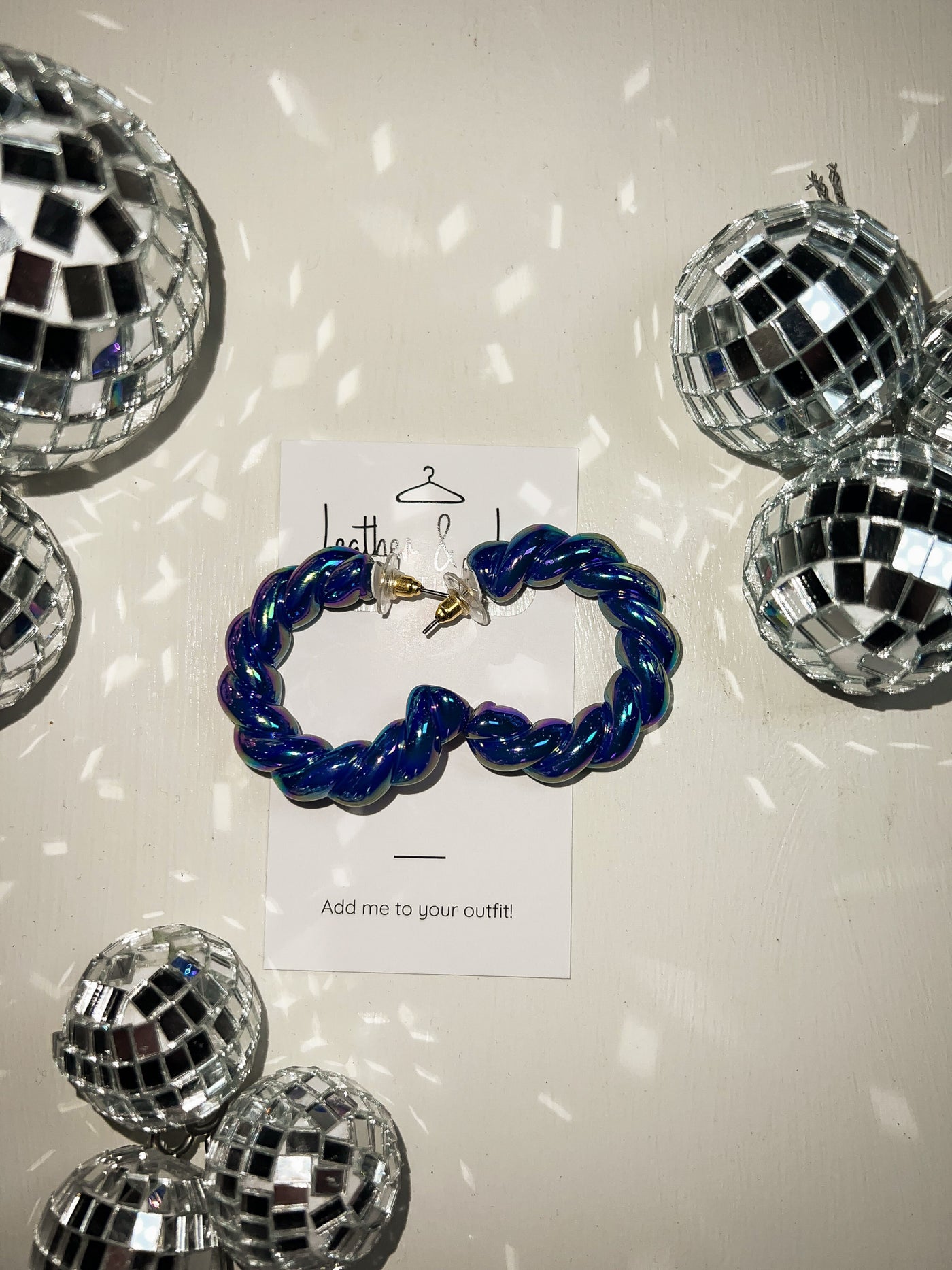Swirl Iridescent Hoops-190 - ACCESSORIES - JEWELRY-LEATHER & LACE-Large-Blue-[option4]-[option5]-[option6]-Leather & Lace Boutique Shop